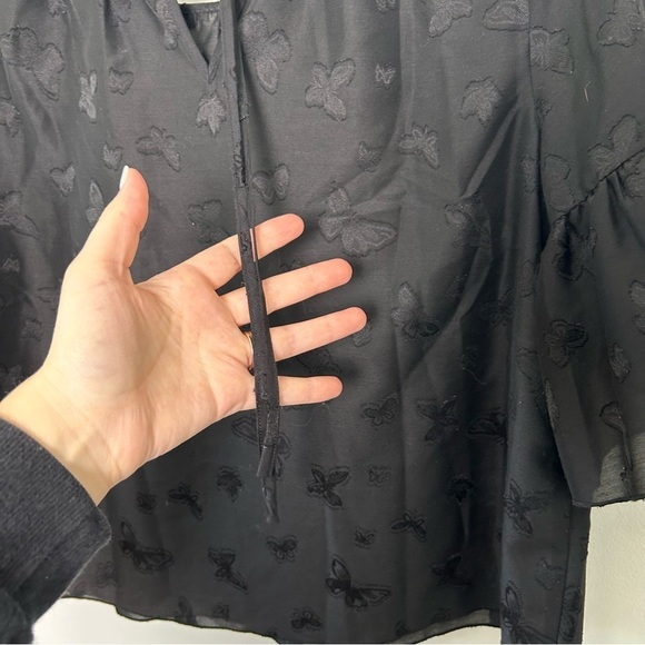 Madewell Black Butterfly Jacquard Ruffle Blouse - Picture 7 of 8